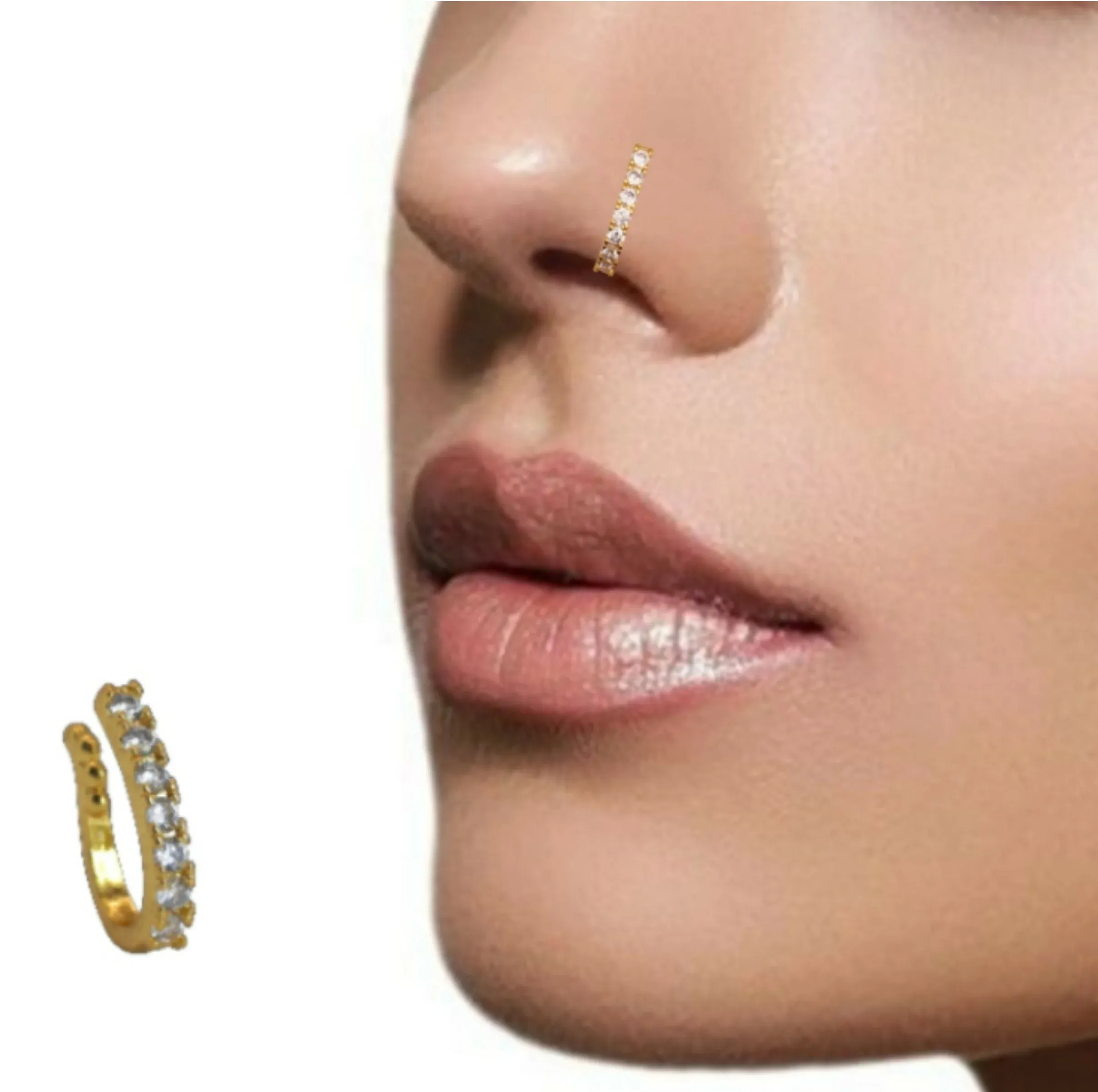 Premium Gold-Plated CZ Nose Ring – Elegant Daily Wear Nosepin - Buy Online at Alikart