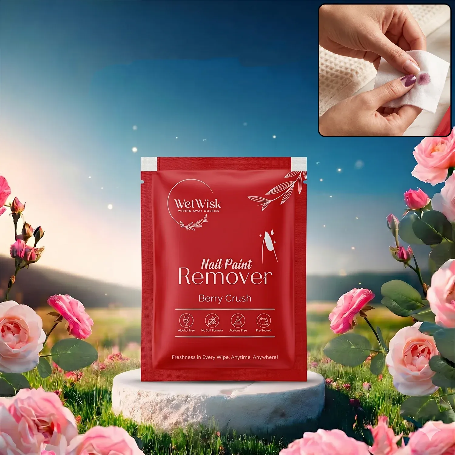 Premium Wetwisk Nail Paint Remover Wet Wipes – Acetone-Free & Gentle - Buy Online at Alikart