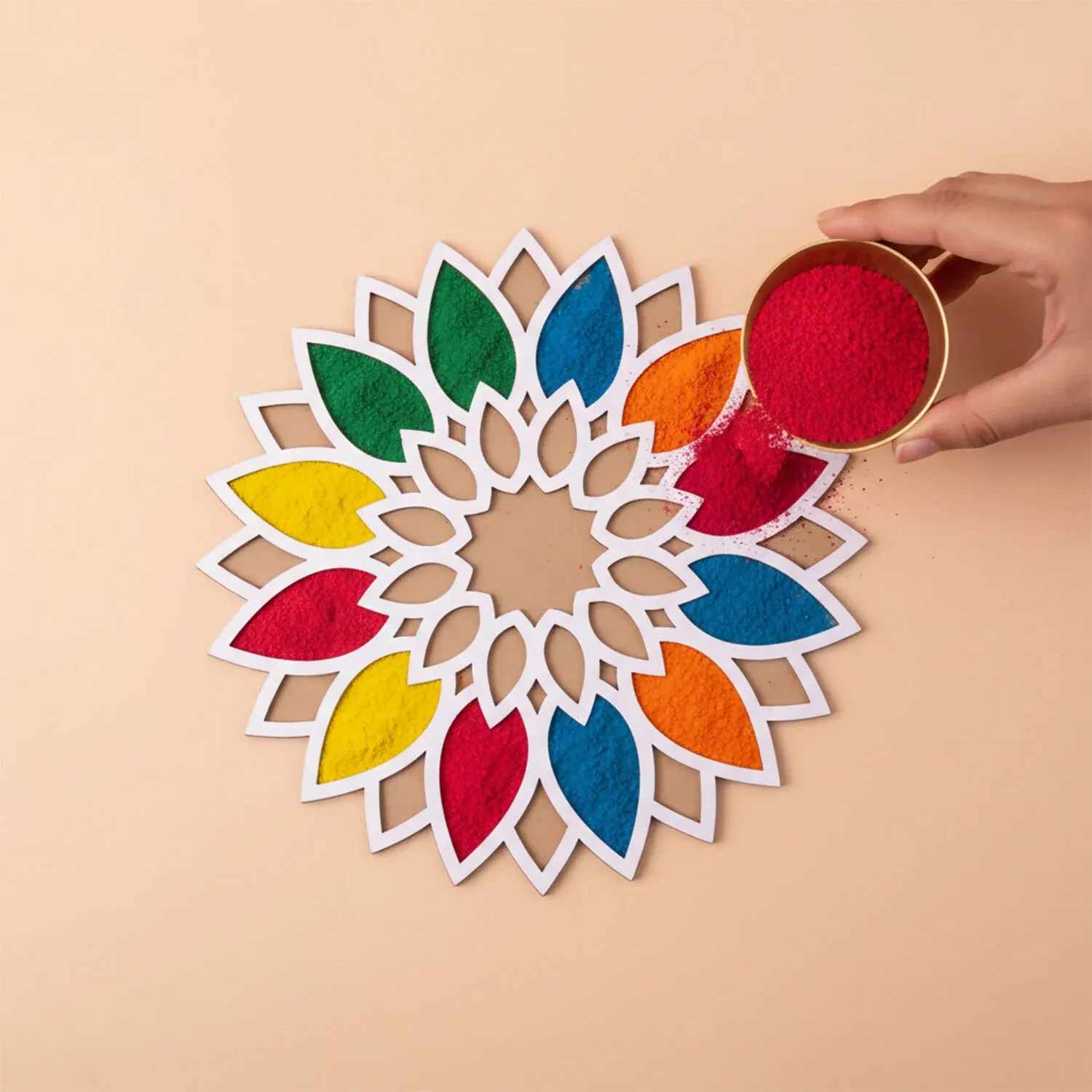 Sun Mandala Rangoli Stencil – 12-Inch Reusable Diwali Decor - Detailed Feature View 3