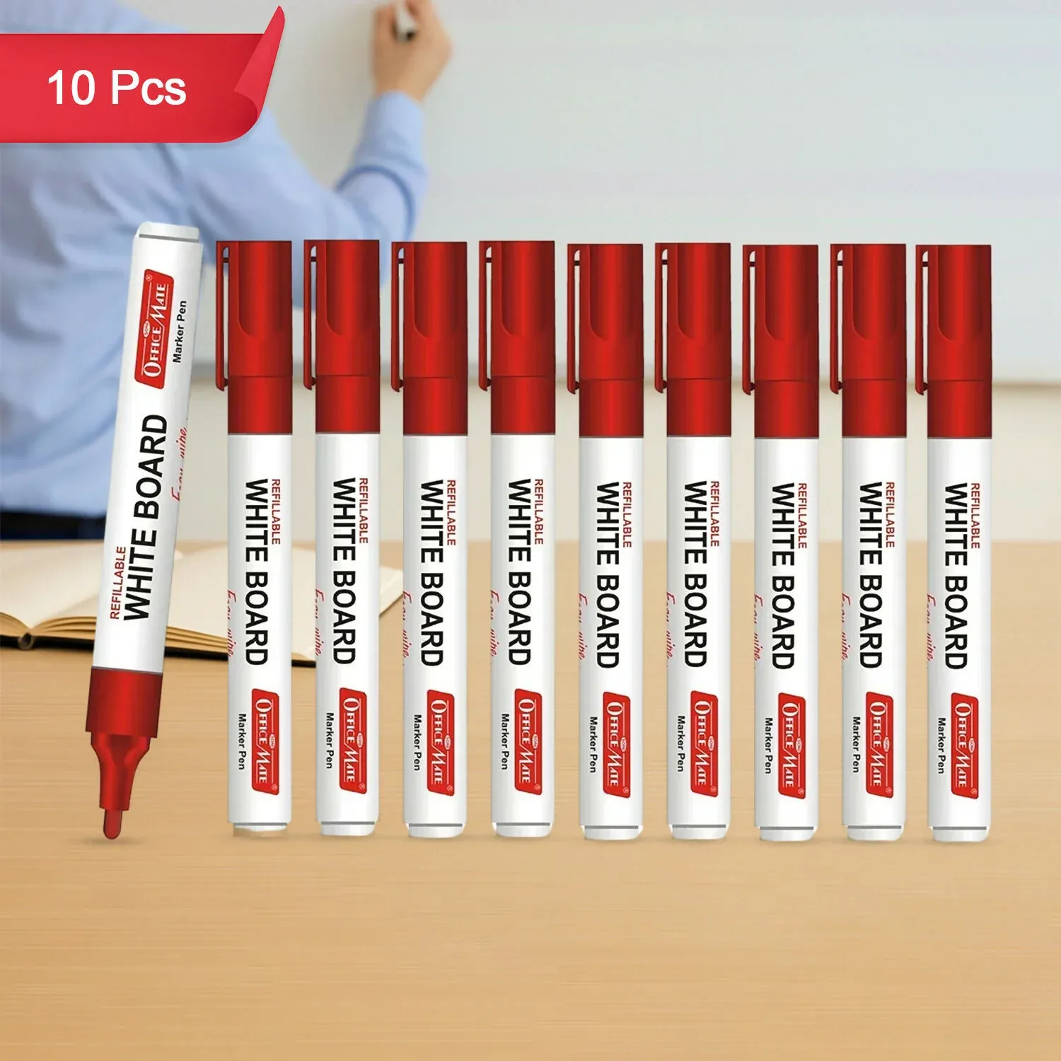 Premium Red Whiteboard Markers Set of 10 – Refillable with Bullet Tips - Buy Online at Alikart