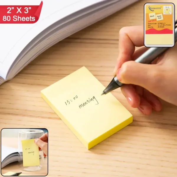 Self Stick Note Pad 2 x 3 Inch – 80 Sheets Quick Reminder Notes