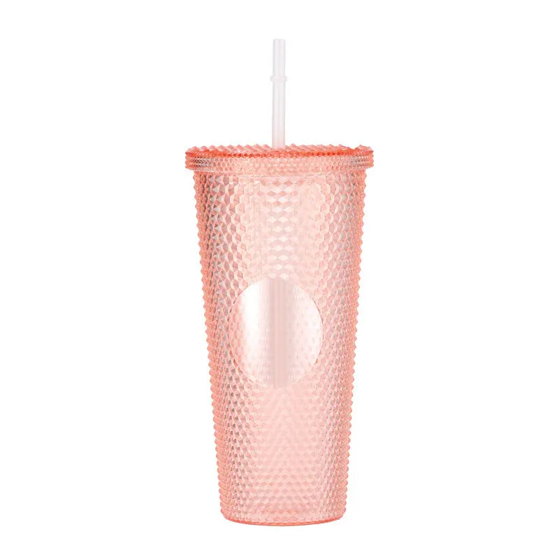 700ml Diamond Transparent Plastic Water Cup with Straw – Large Capacity Car & Travel Drink Bottle (Random Color) (Pack of 1) - Detailed Feature View 3