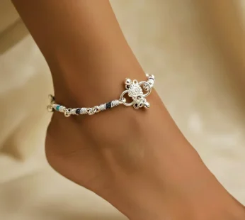 Silver Chain Anklet with Rainbow Enamel Beads – Dainty Indian Payal