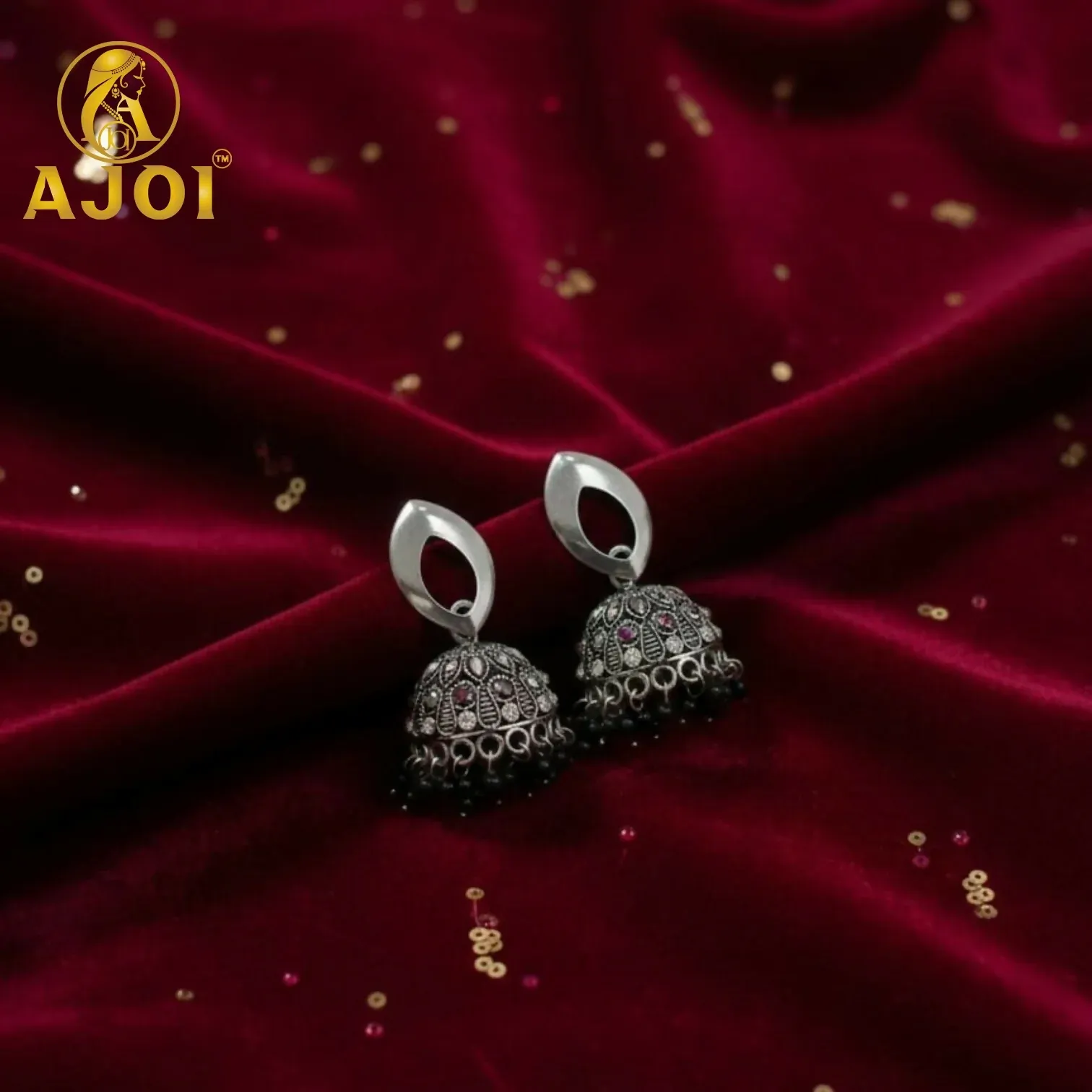 Silver Teardrop Earrings – Vintage Silver Finish with Bead Accents - Detailed Feature View 3