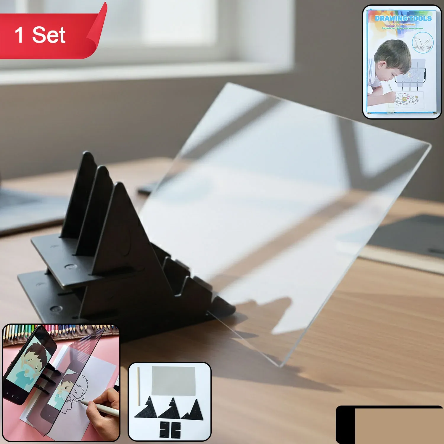Mobile Phone Drawing Projector Kit – Adjustable Stand for Kids - Detailed Feature View 1