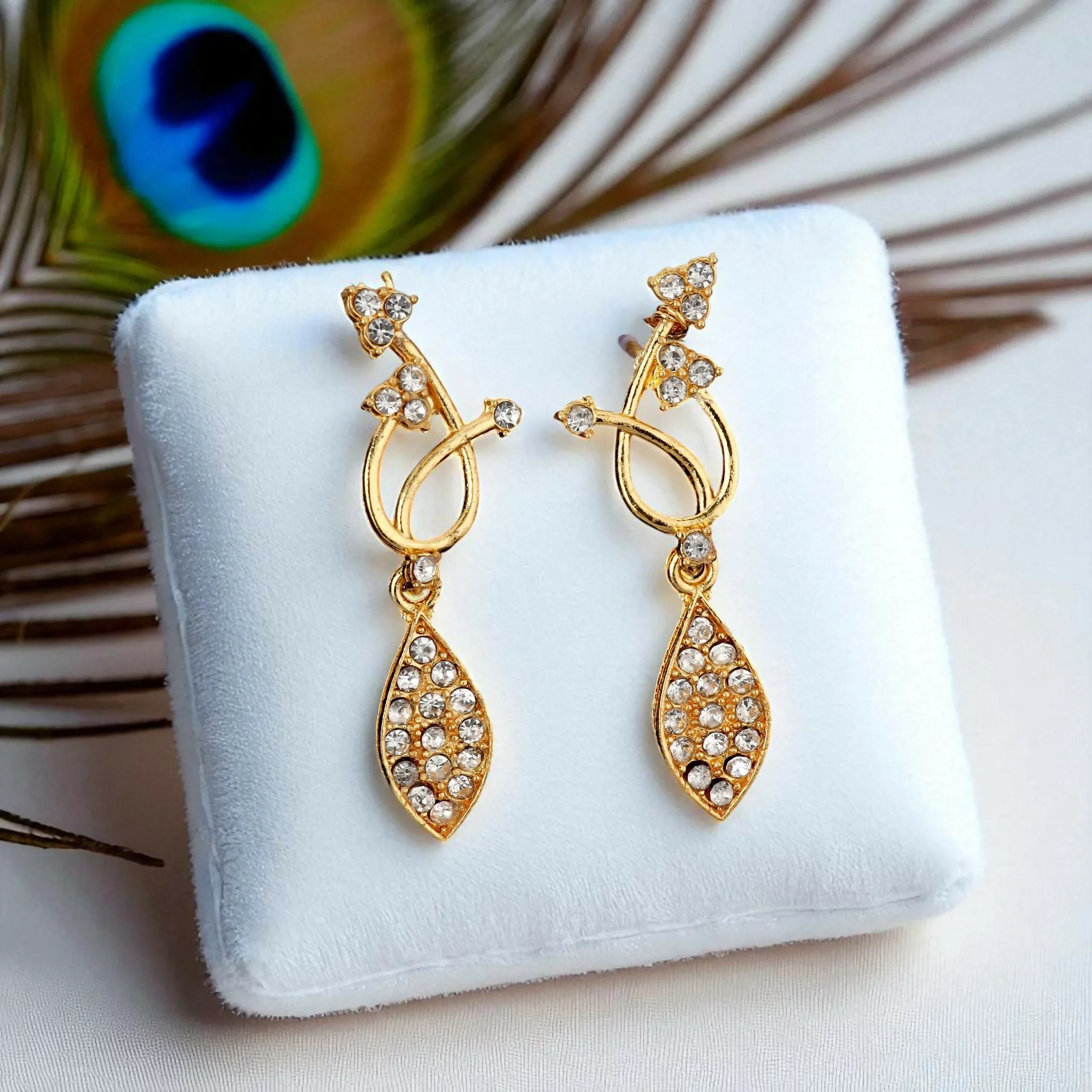 Gold-Toned Ruby & American Diamond Necklace Set – Elegant Vine Design - Detailed Feature View 2