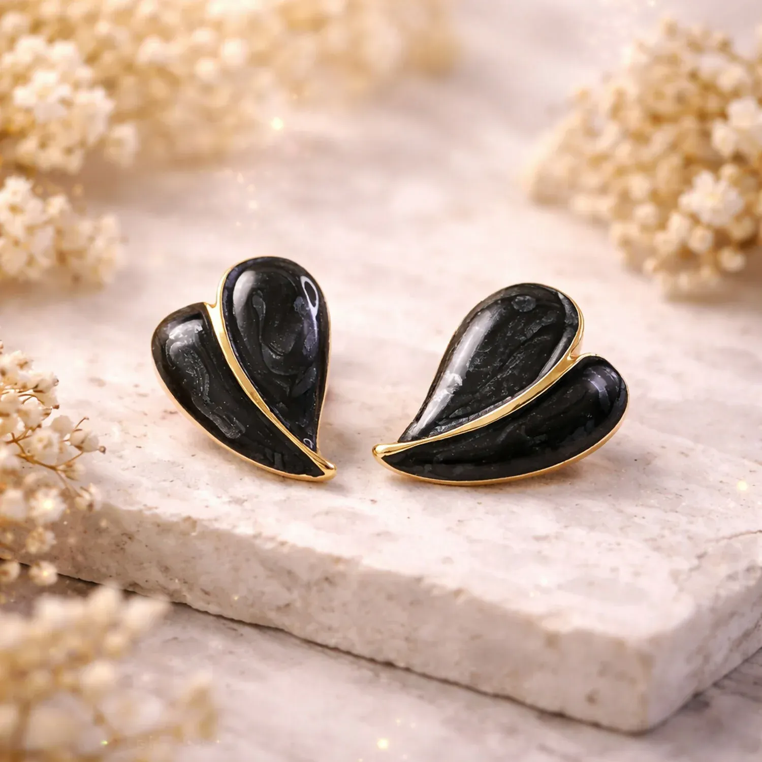 Stud Earrings – Elegant Leaf Design with Glossy Finish - Detailed Feature View 3