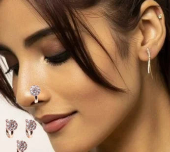 Rose Gold Floral Clip-On Nose Pin – Non-Pierced Elegant Style