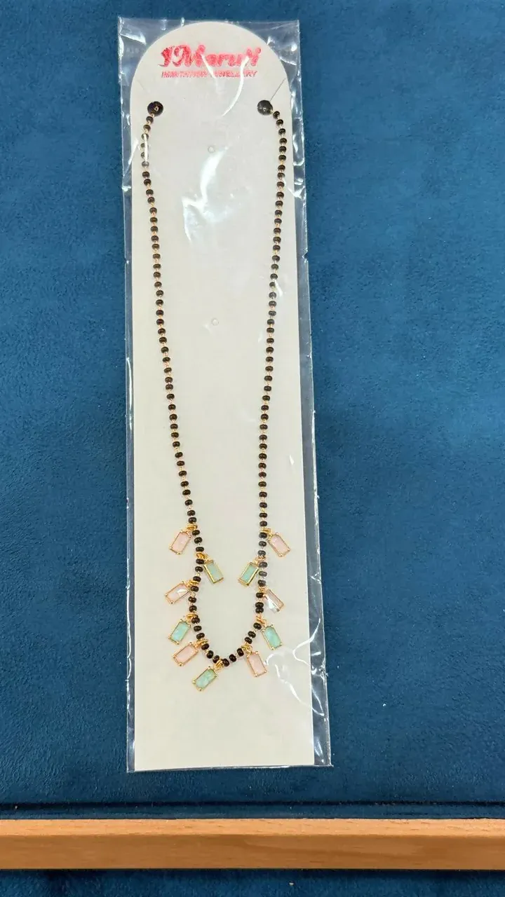 Elegant Navrang Charm Mangalsutra Necklace – Vibrant Multicolor Stones - Detailed Feature View 4