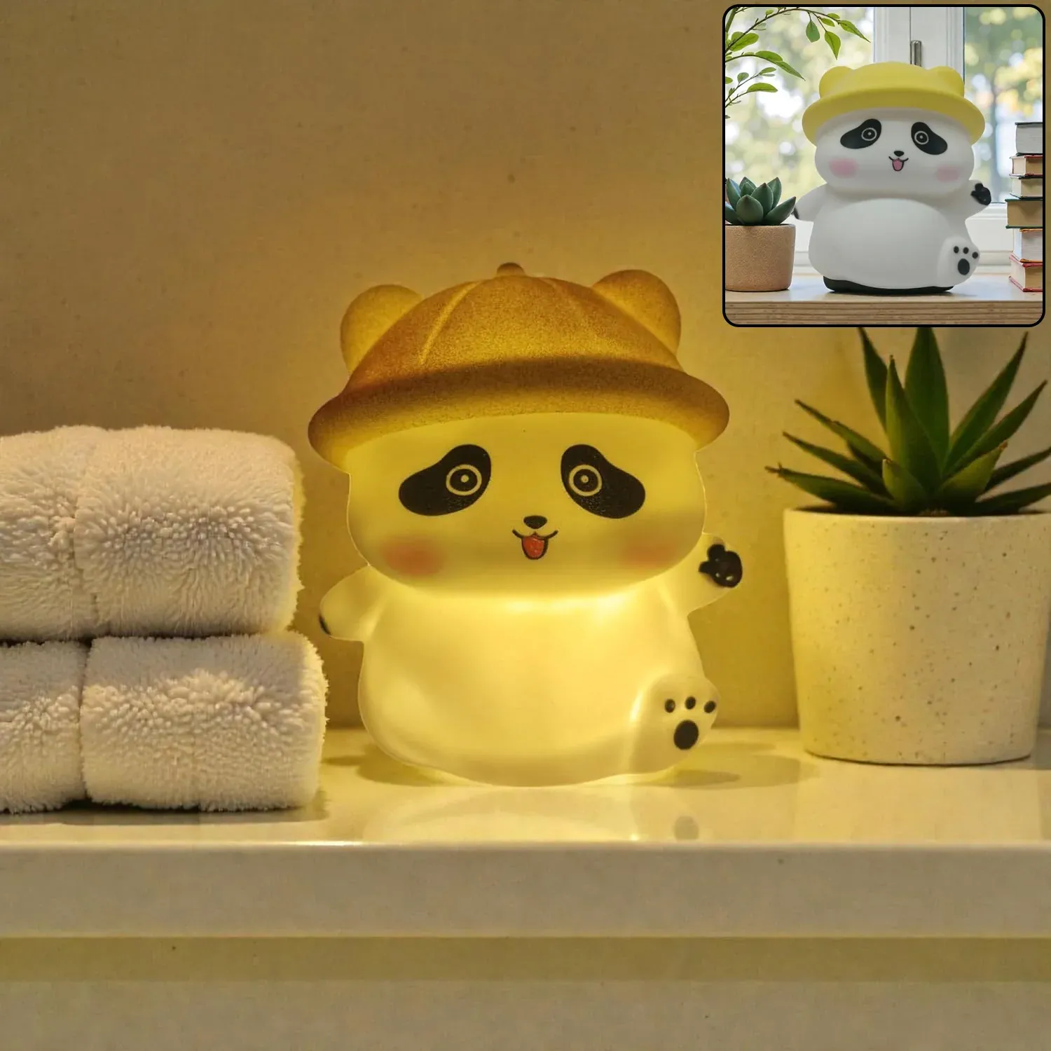 Premium Panda with Hat LED Night Light, Cute Silicone Bedside Lamp for Kids (1 Pc) - Buy Online at Alikart