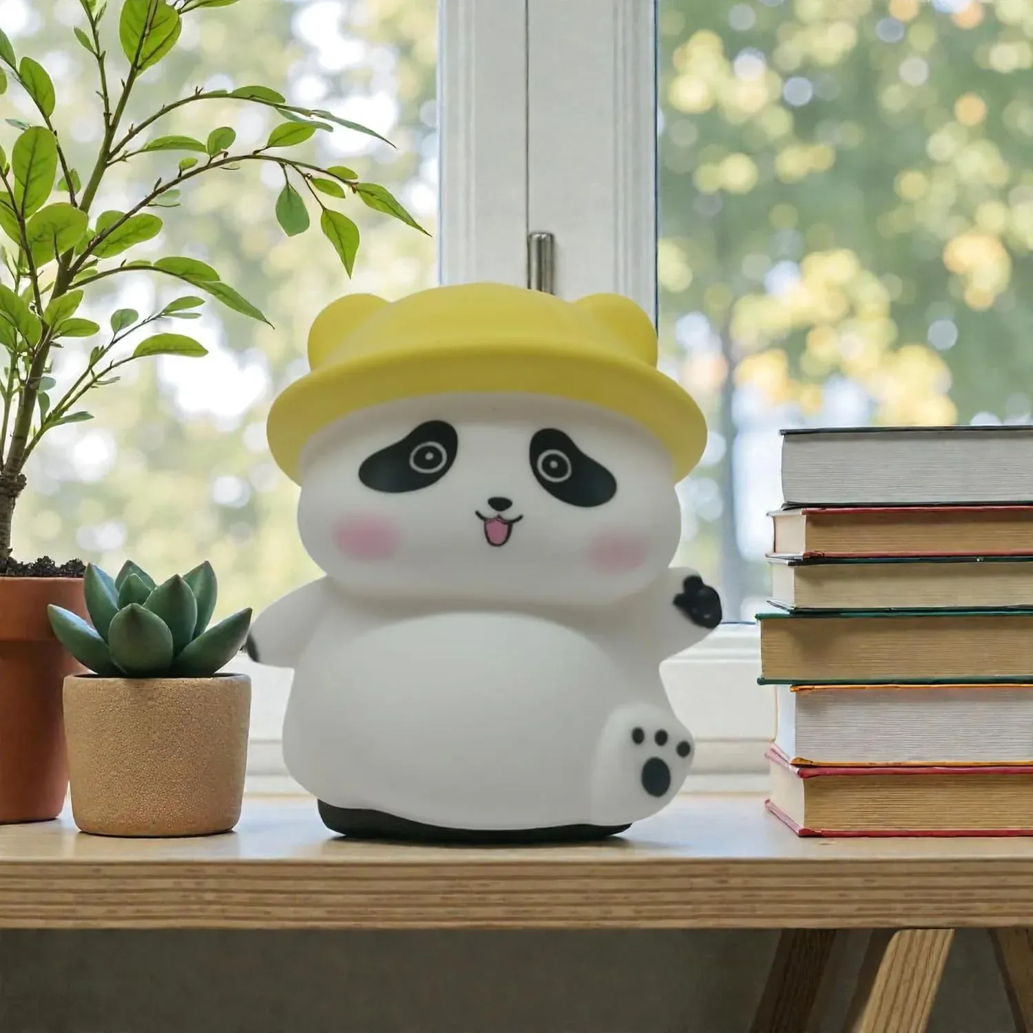Panda with Hat LED Night Light, Cute Silicone Bedside Lamp for Kids (1 Pc) - Detailed Feature View 2