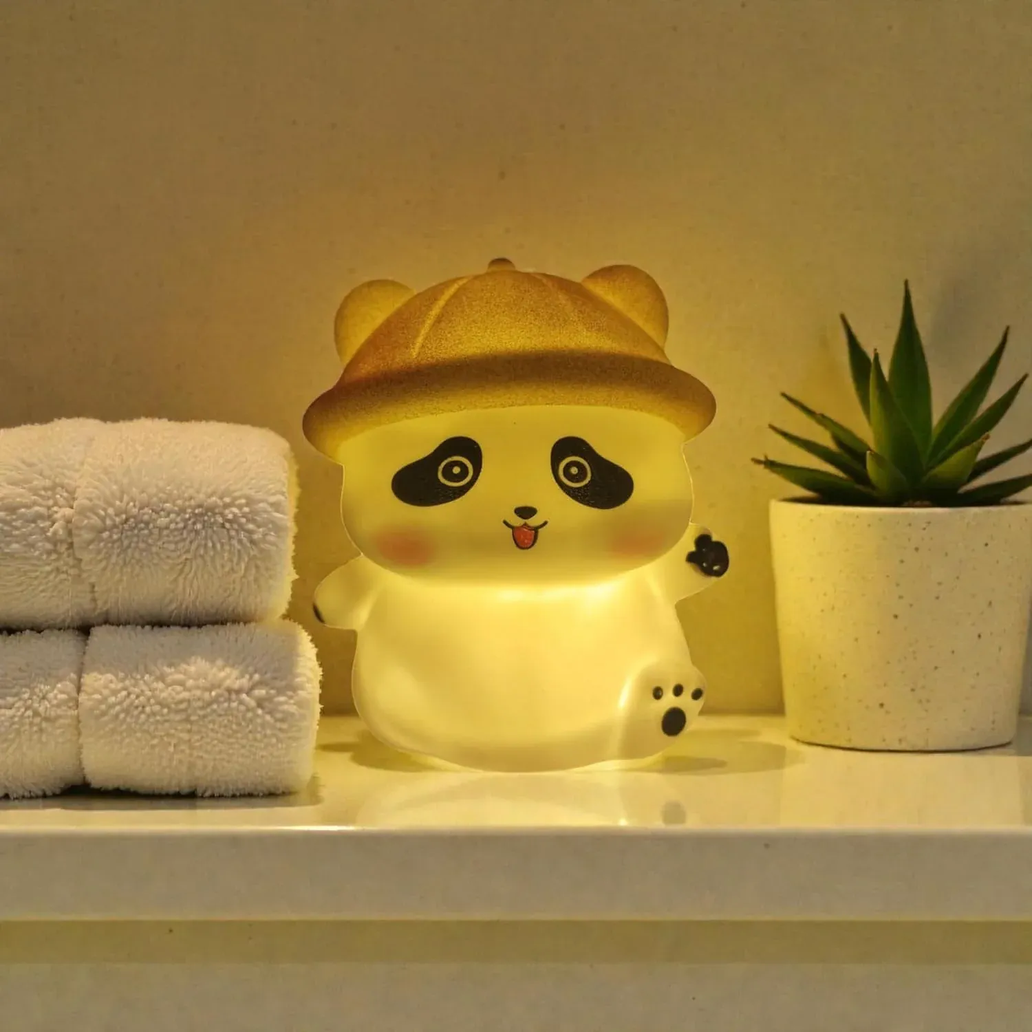 Panda with Hat LED Night Light, Cute Silicone Bedside Lamp for Kids (1 Pc) - Detailed Feature View 6