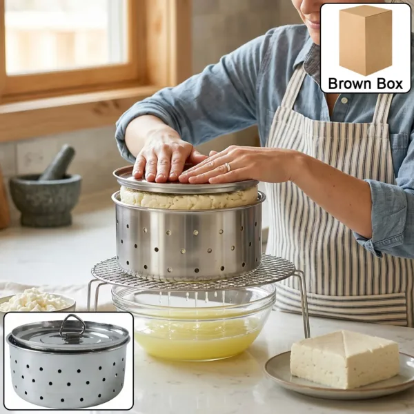 Stainless Steel Paneer Maker Mould with Lid for Cheese and Tofu Pre…