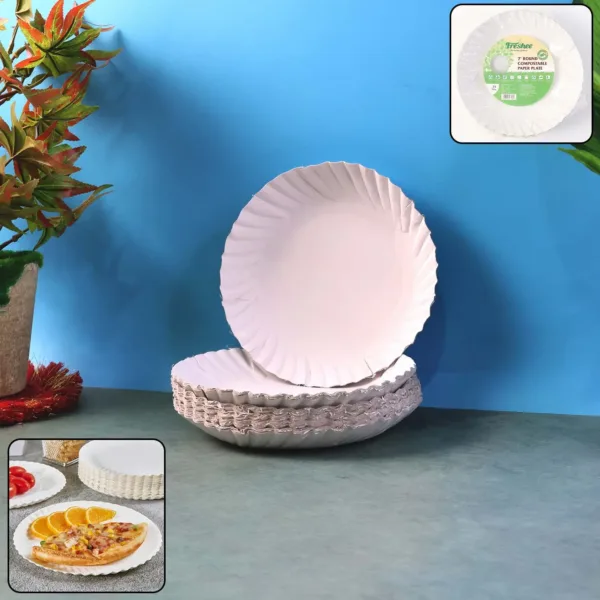 Compostable Paper Plates – 7 Inch Sturdy Eco-Friendly Pack of 25