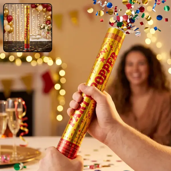 Golden Party Popper Confetti Cannon Shooter for Birthday and Celebr…