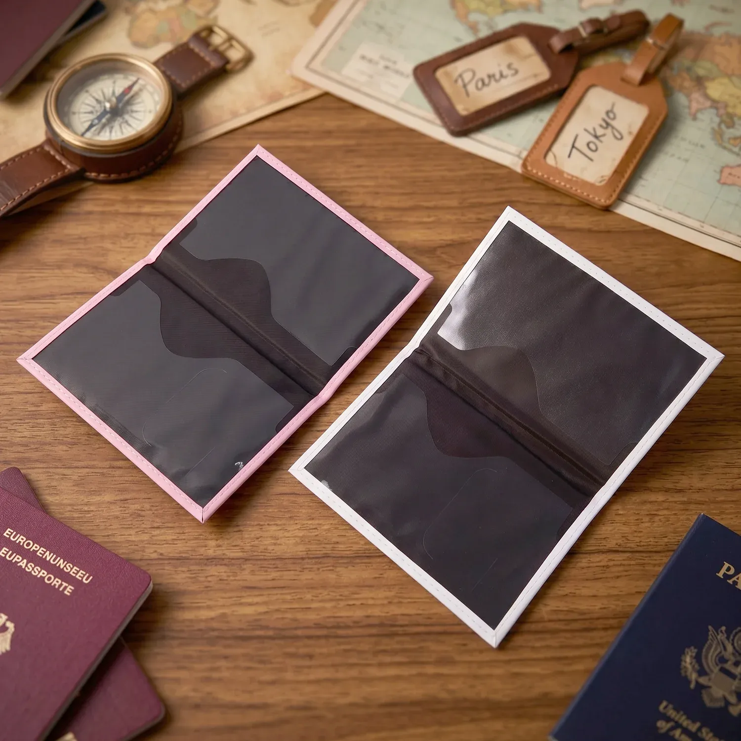 Travel Passport Holder Wallet – Stylish Mix Design & Compact - Detailed Feature View 2