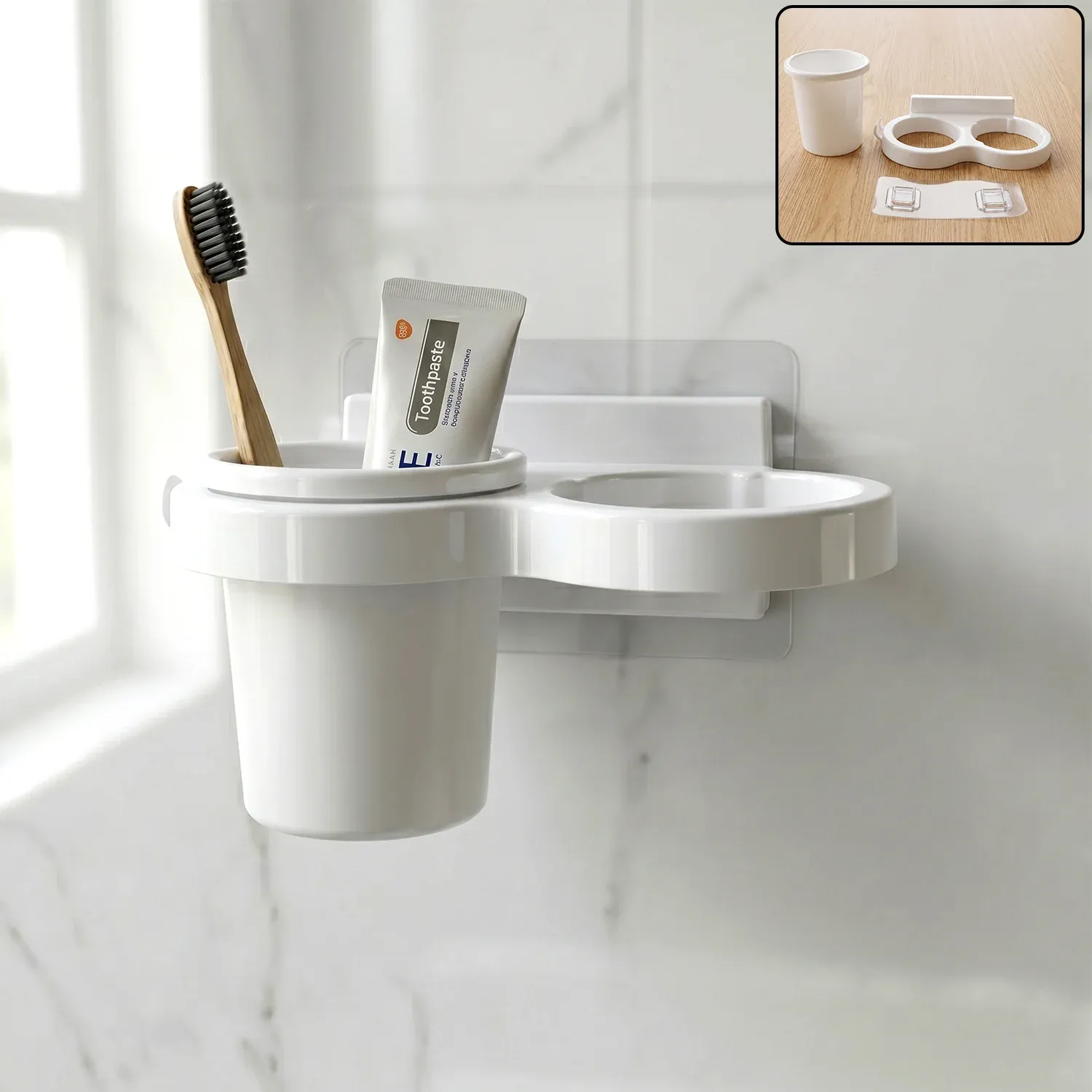 Premium Wall Mounted Toothbrush Holder Set – Space-Saving Bathroom Organizer - Buy Online at Alikart