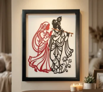 Radha Krishna Wall Art – Elegant 3D Wooden Decor for Homes