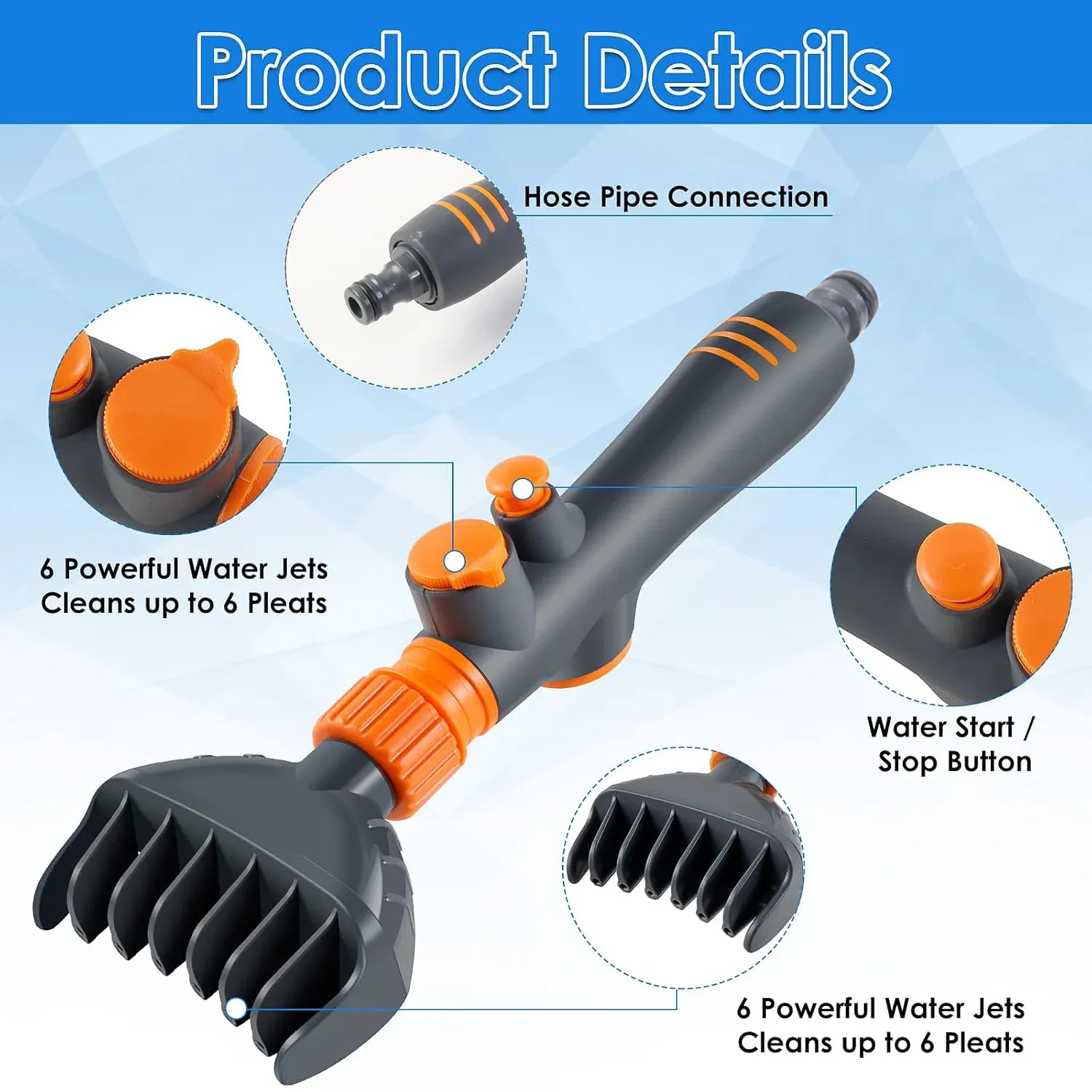 Pool Filter Cartridge Cleaner Nozzle – High-Pressure Multi-Jet Spray - Detailed Feature View 6