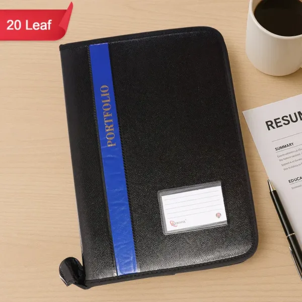 A4 Portfolio File Zipper – 20 Leaf Professional Organizer Folder