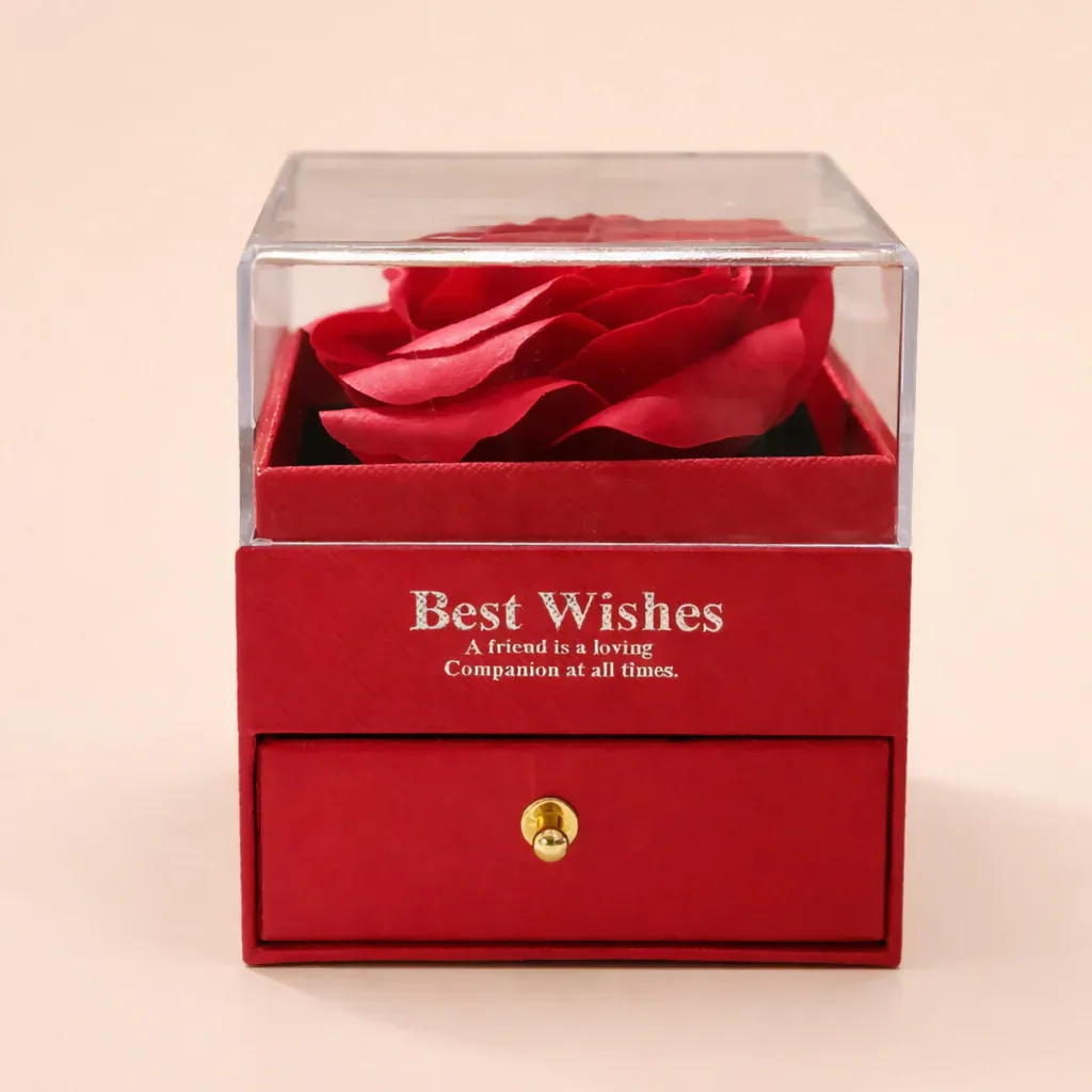 Preserved Rose Gift Box with Drawer – Elegant Home Décor & Gifting - Detailed Feature View 1