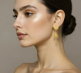 Sunflower Jhumka Earrings – Elegant Gold Plated Design