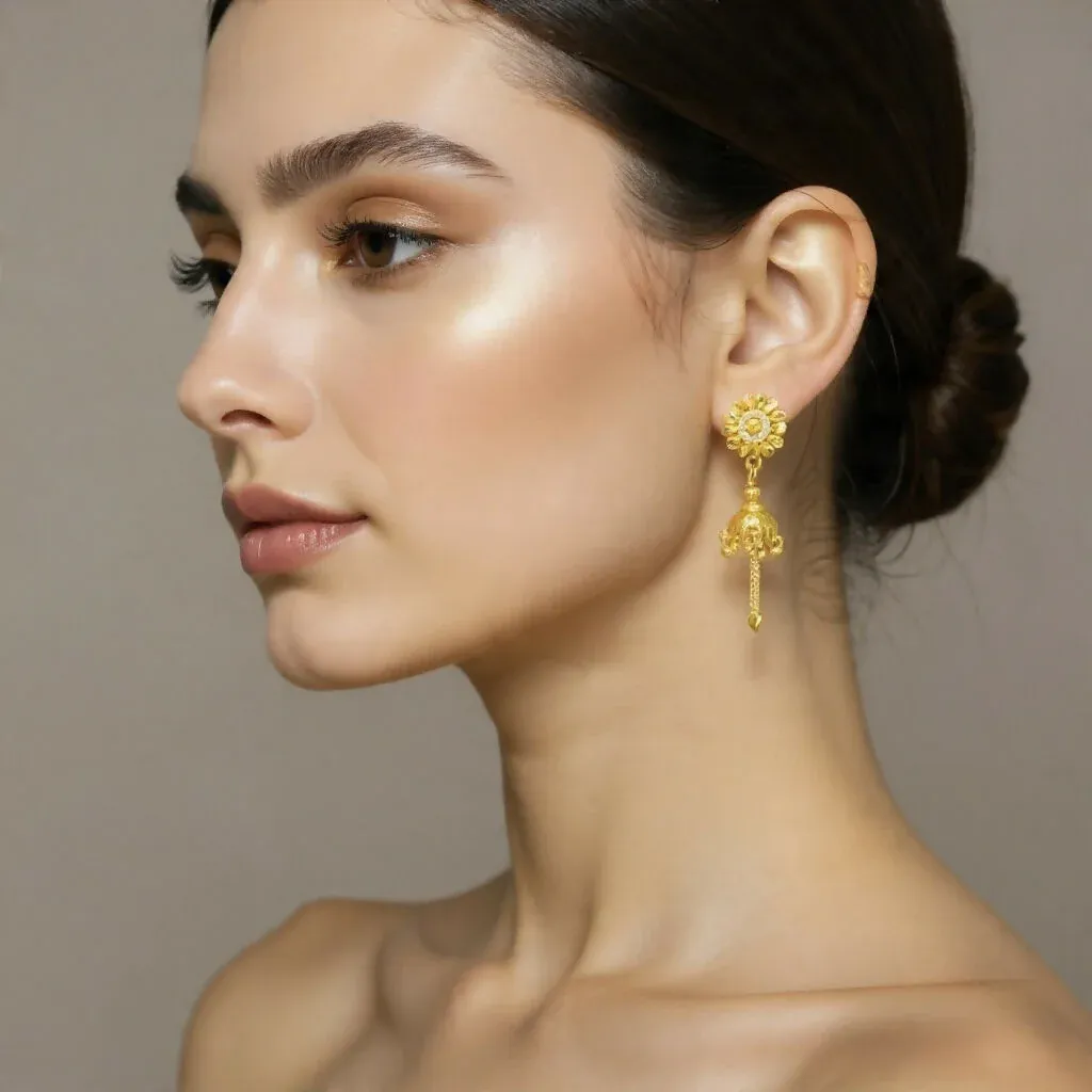 Premium Sunflower Jhumka Earrings – Elegant Gold Plated Design - Buy Online at Alikart