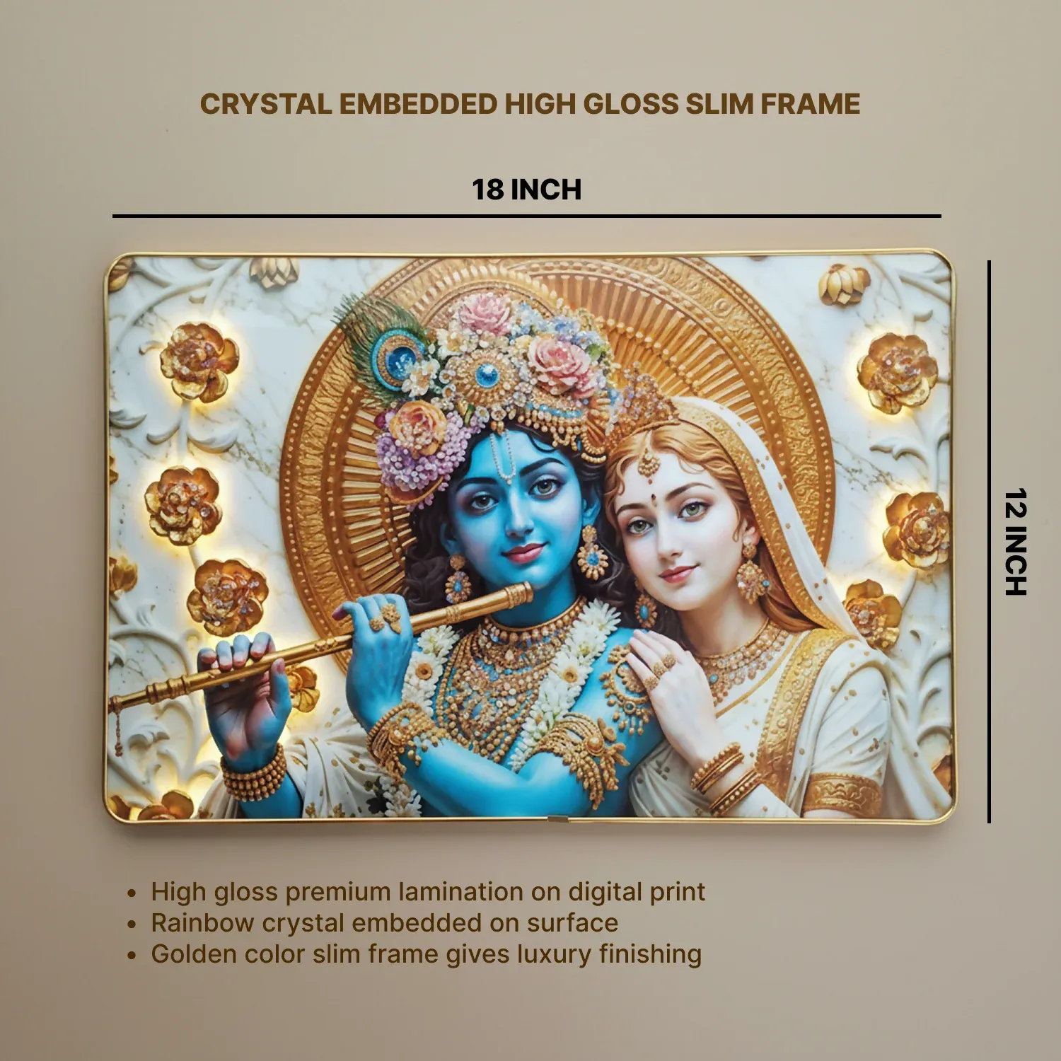 Radha Krishna Wall Art – Elegant Spiritual Home Decor for Serenity - Detailed Feature View 7