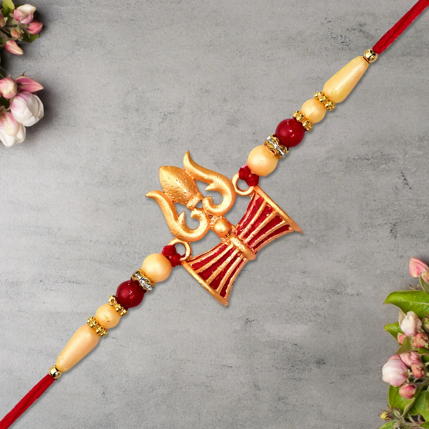 Shiva Trishul Rakhi – Handcrafted Spiritual Protection for Brother - Detailed Feature View 3