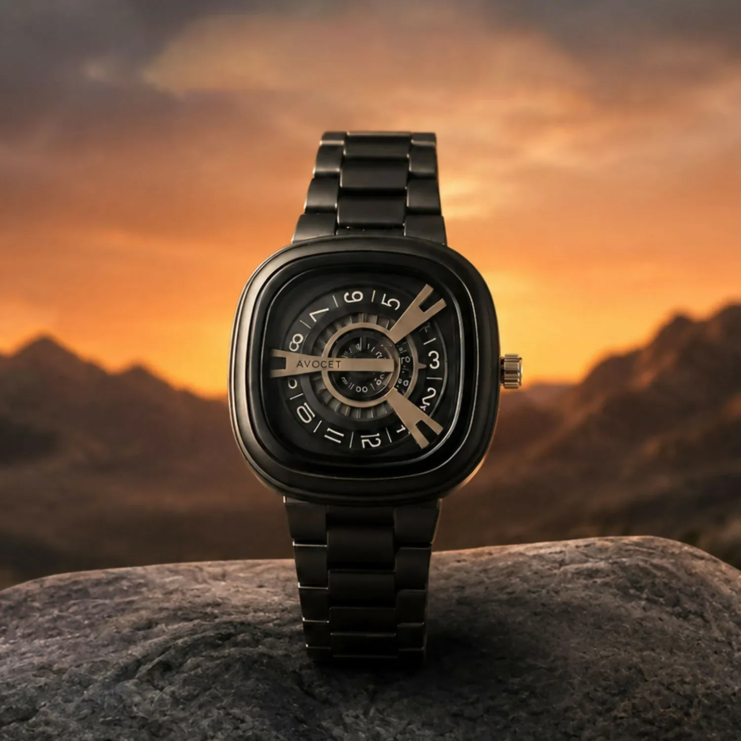 Premium Black Metal Strap Square Analog Watch – Elegant & Bold Accessory - Buy Online at Alikart
