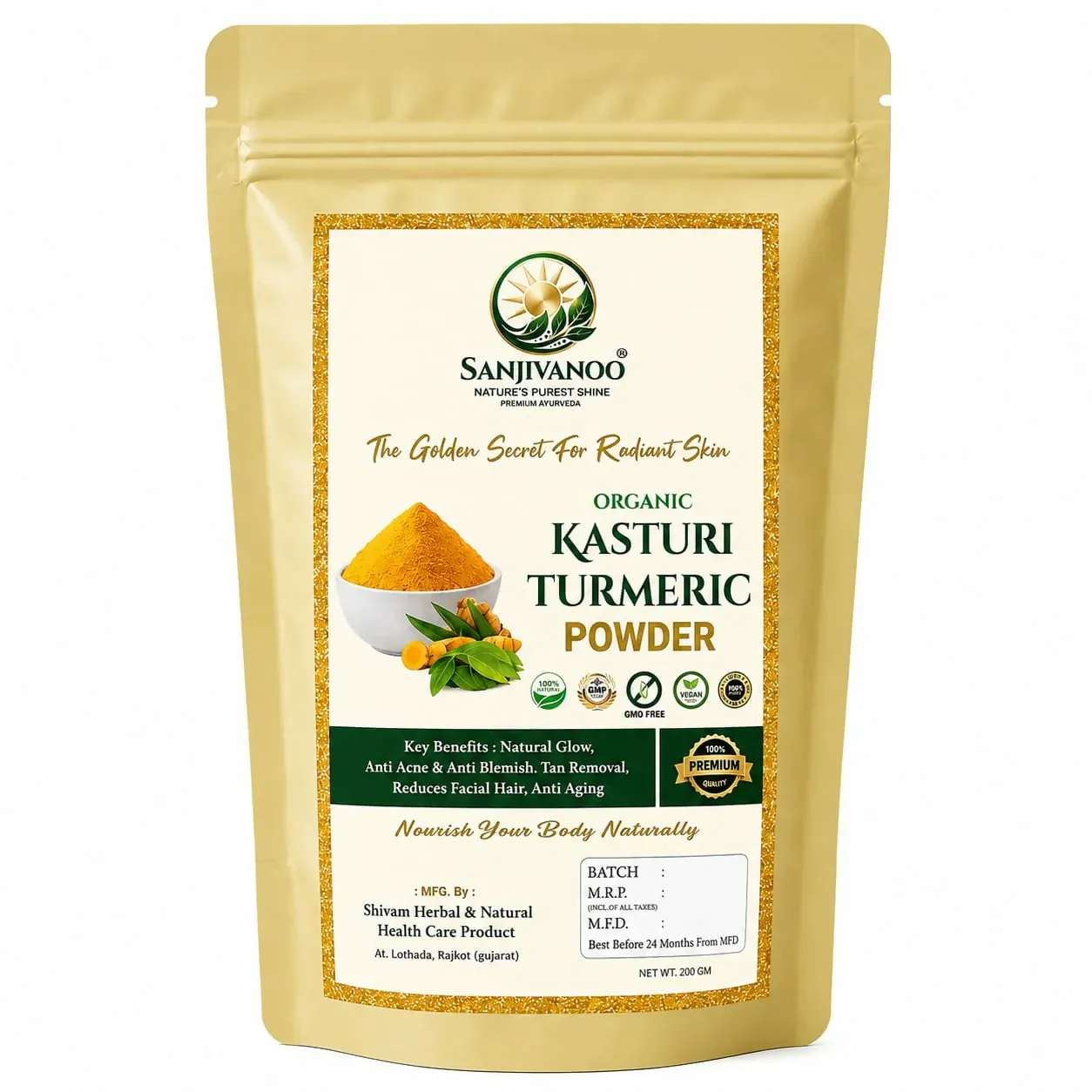 Sanjivanoo Kasturi Turmeric Powder Skin Glow Anti Acne Care (200 GM) - Detailed Feature View 5