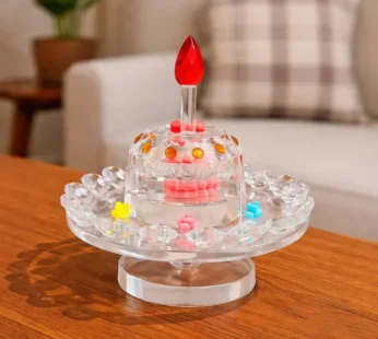 Rotating Crystal Cake Showpiece – Elegant Table Centerpiece for Occasions