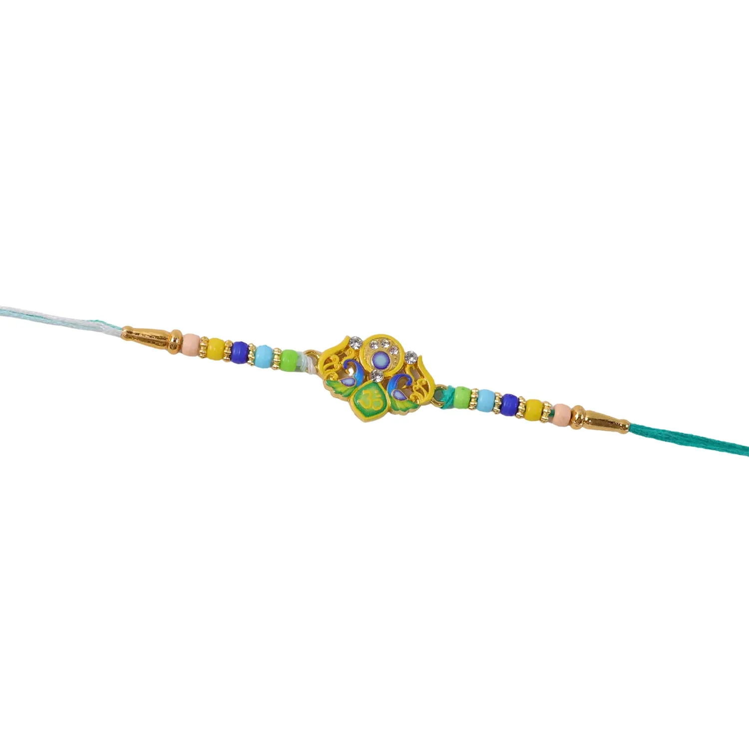 Rakhi – Traditional Colorful Beads and Yellow Thread for Brother - Detailed Feature View 5