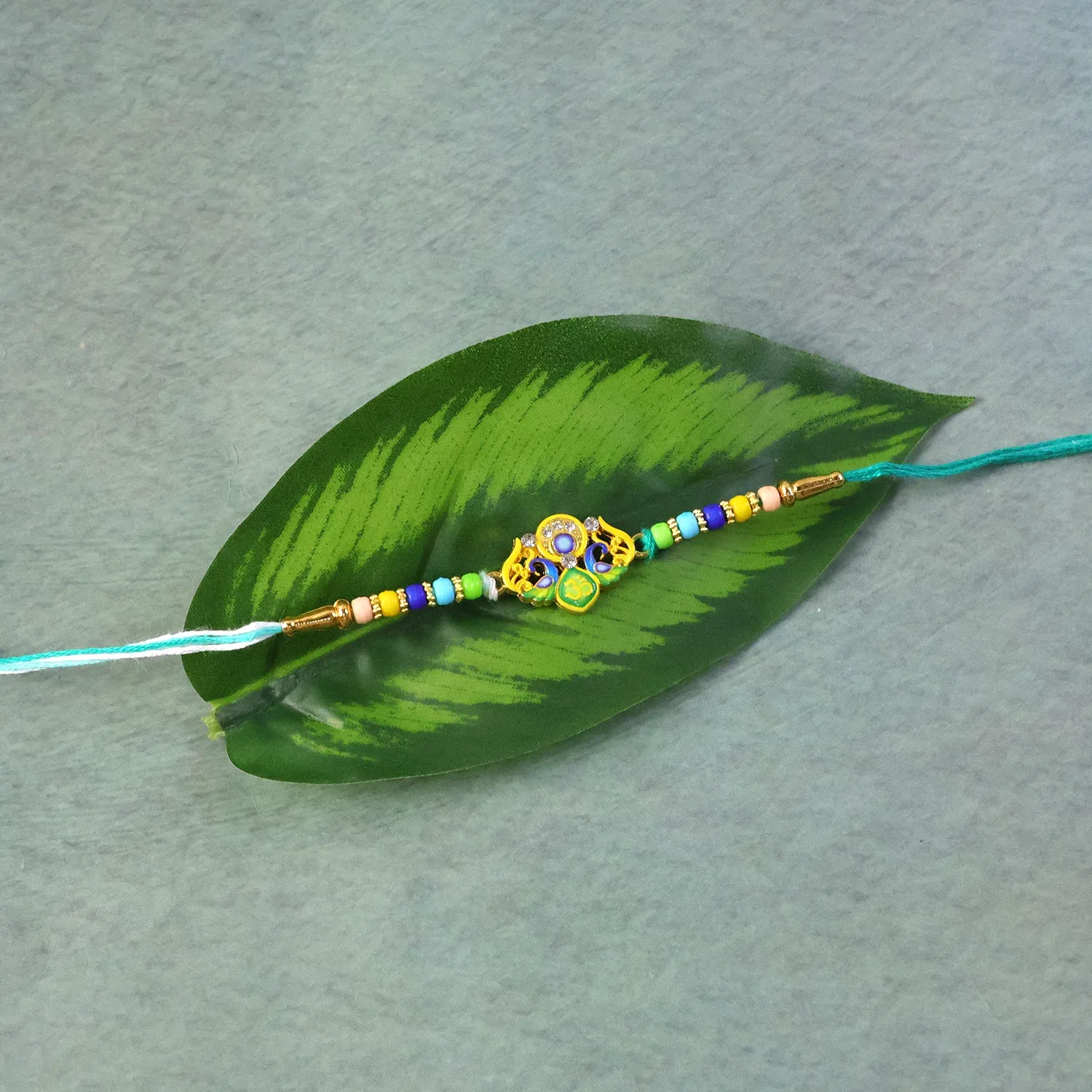 Rakhi – Traditional Colorful Beads and Yellow Thread for Brother - Detailed Feature View 7