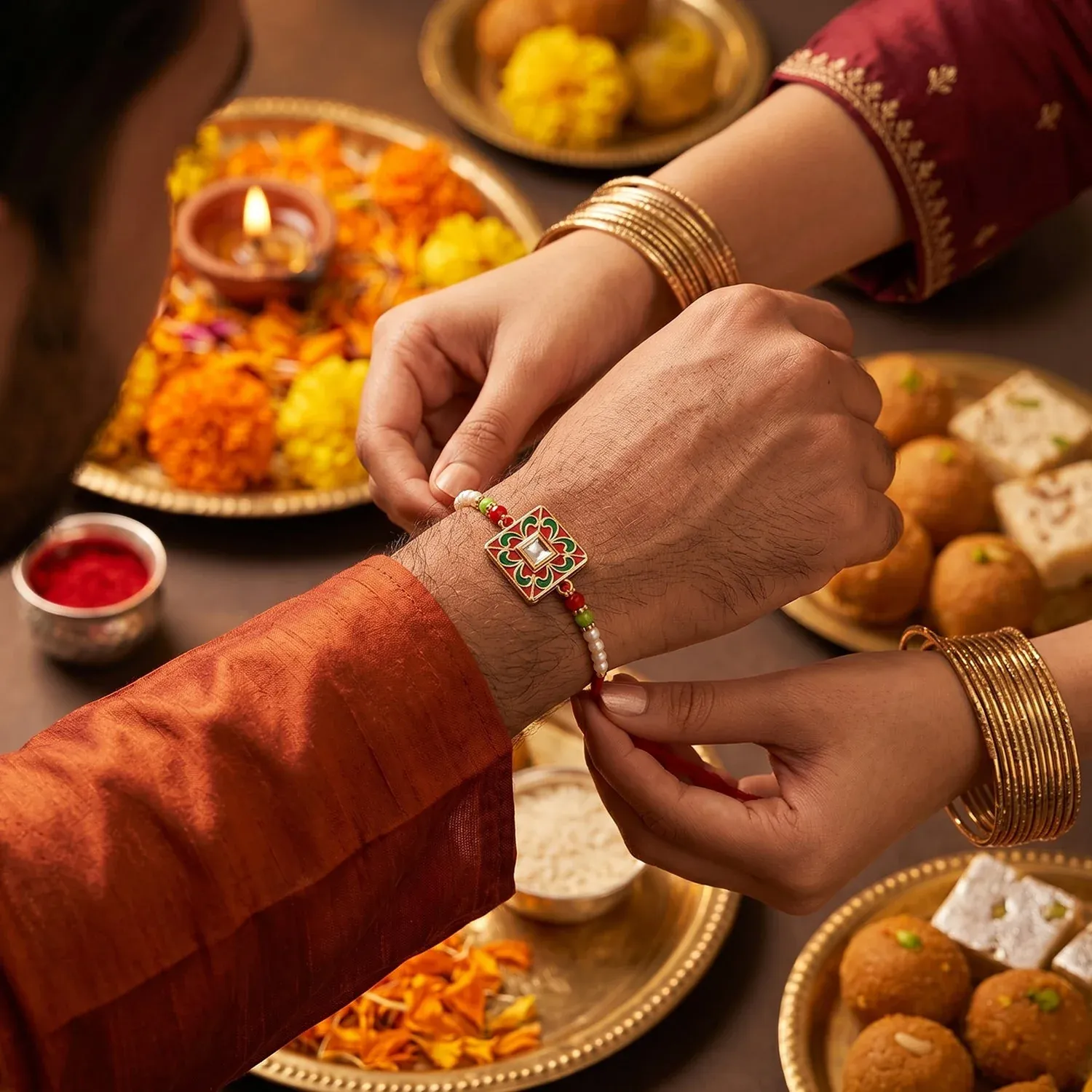 Rakhi – Traditional Pearl Beads Design for Raksha Bandhan - Detailed Feature View 2