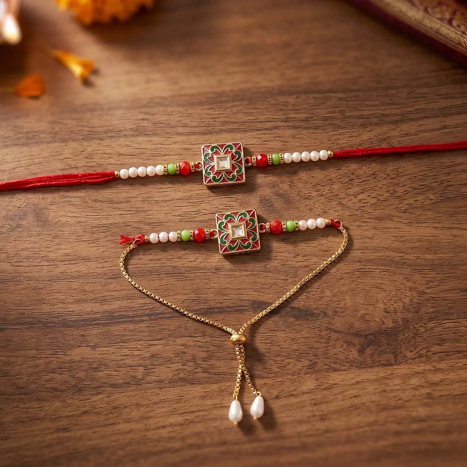 Rakhi – Traditional Pearl Beads Design for Raksha Bandhan - Detailed Feature View 1