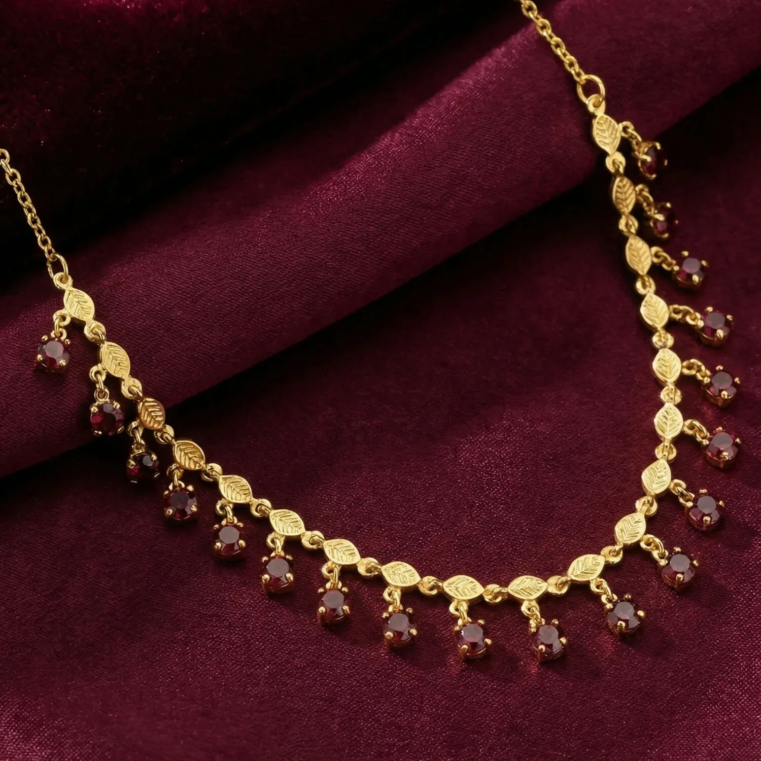 Gold Plated Leaf Necklace – Elegant Jewellery for Women - Detailed Feature View 1