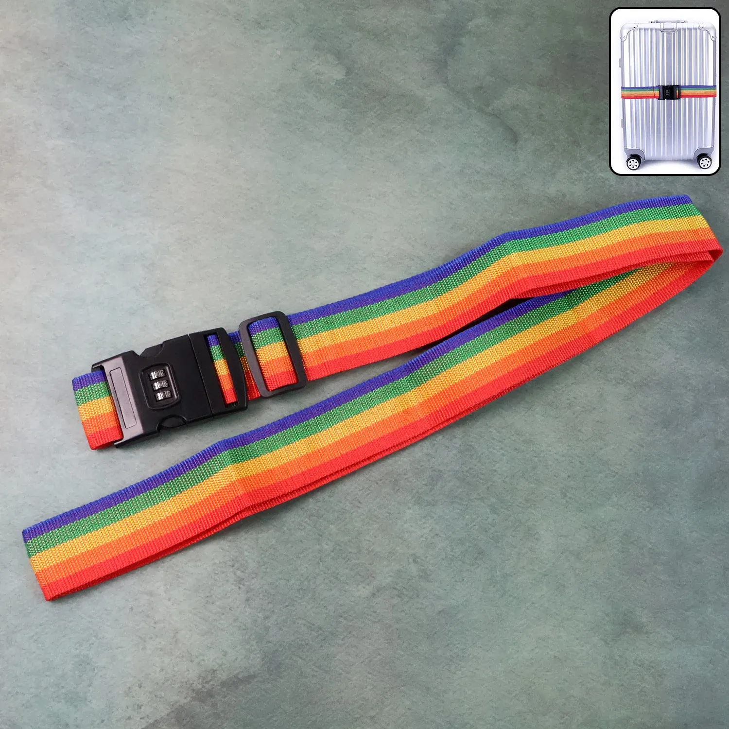Premium Rainbow Luggage Strap – Secure & Identify Your Bags with Lock - Buy Online at Alikart