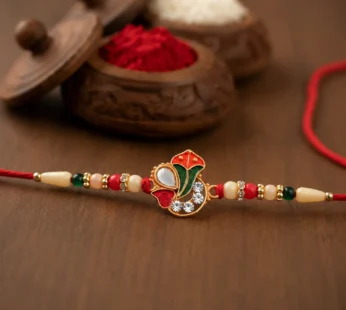 Ganpati Rakhi with Enamel Work and Traditional Beads – Divine Blessing