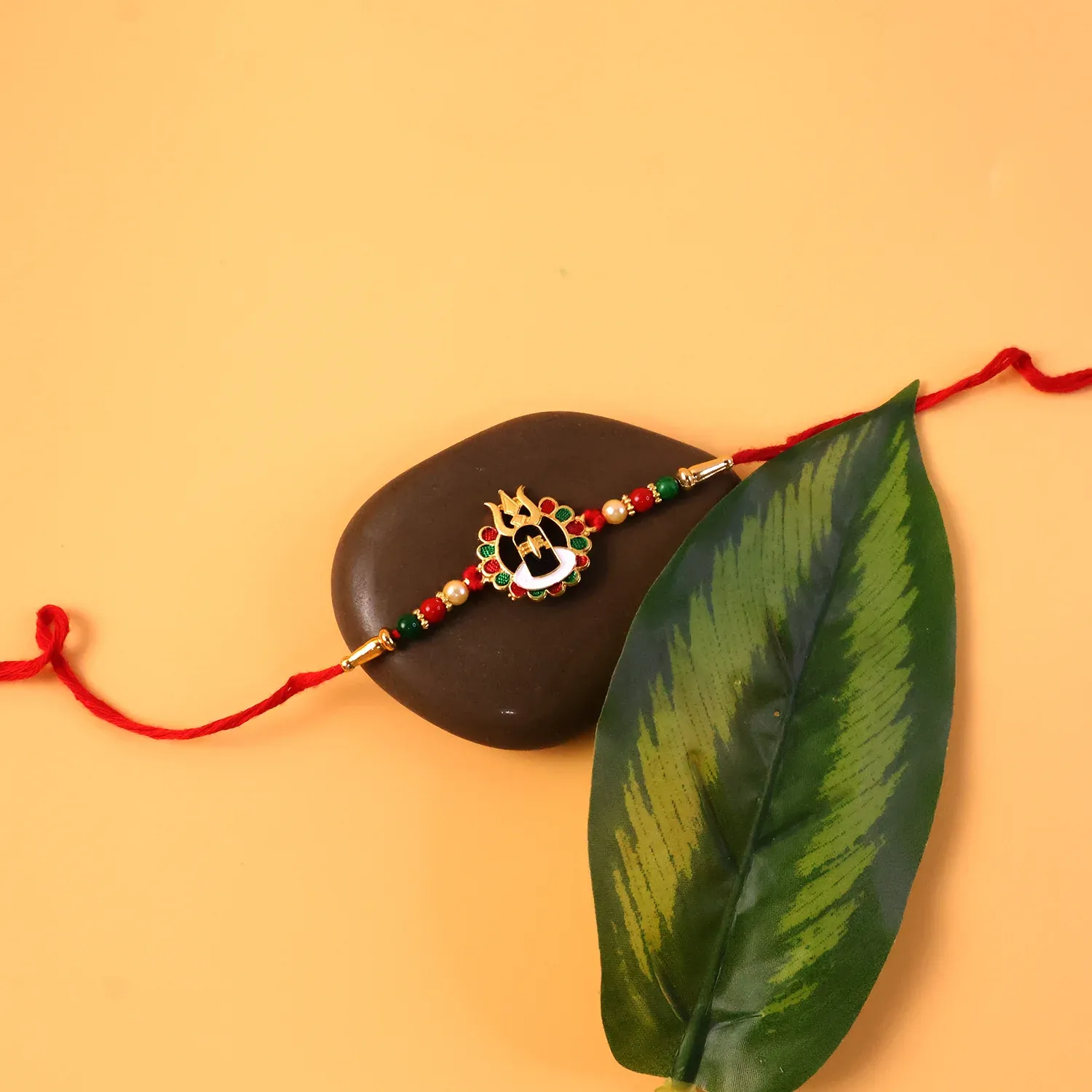 Divine Shivling Rakhi – Spiritual Beads & Traditional Design - Detailed Feature View 7