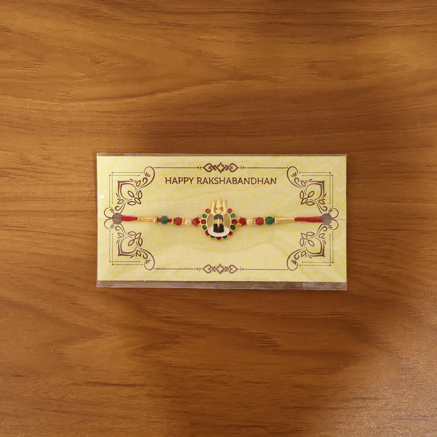 Divine Shivling Rakhi – Spiritual Beads & Traditional Design - Detailed Feature View 9