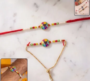 Premium Traditional Cow Motif lumba Rakhi – Vibrant Beads & Soft Thread Darling
