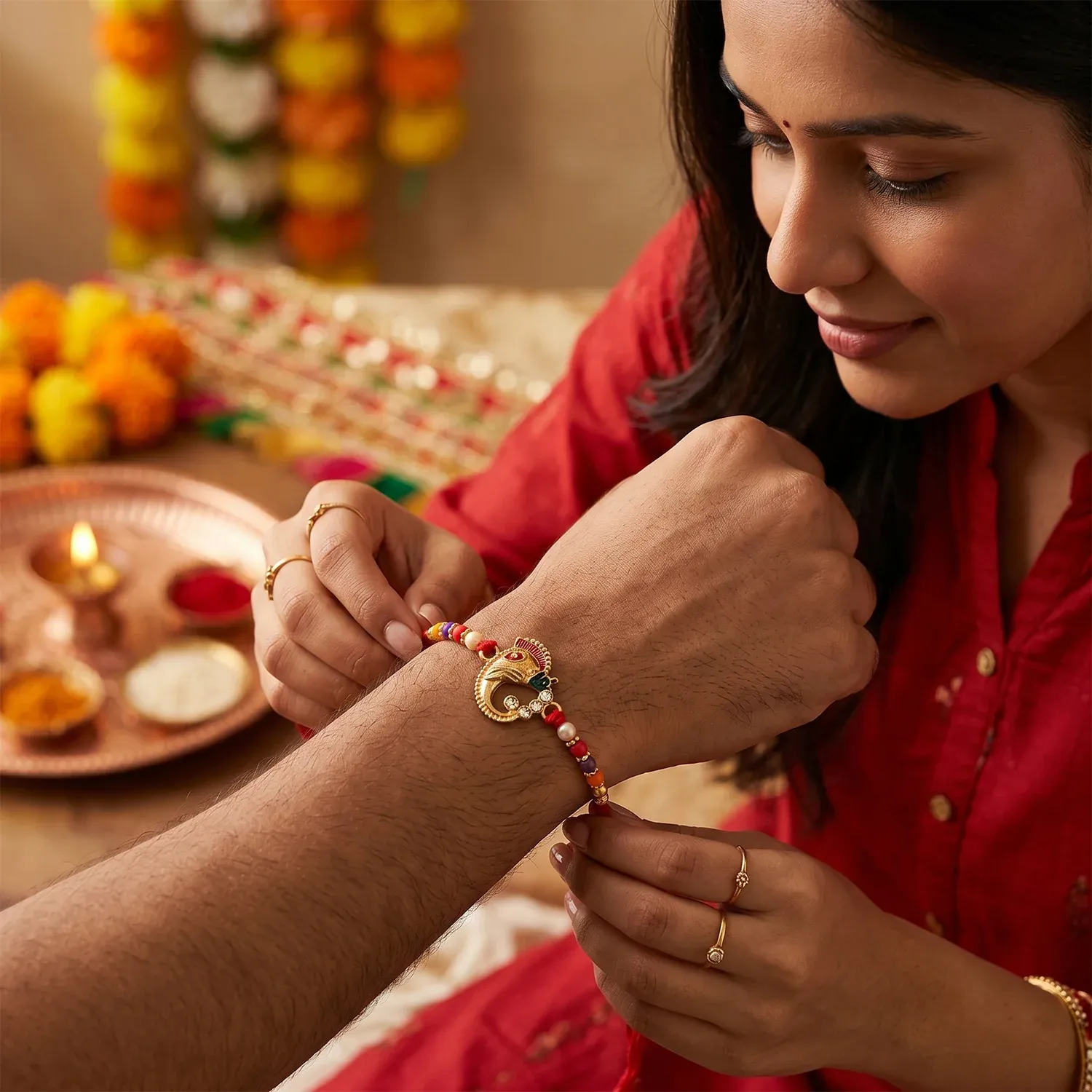 Rakshabandhan Rakhi – Traditional Threadwork with Elegant Design - Detailed Feature View 3