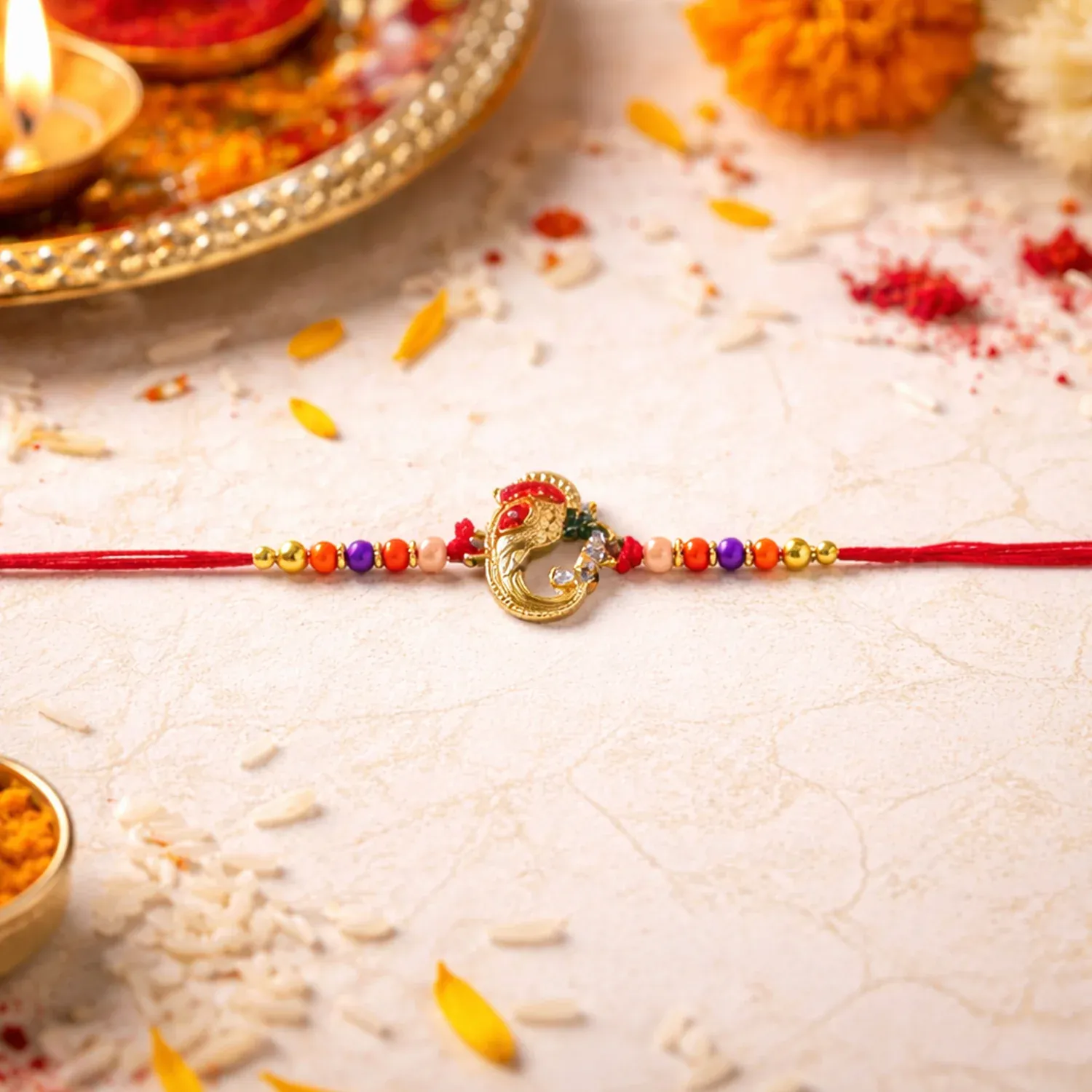 Rakshabandhan Rakhi – Traditional Threadwork with Elegant Design - Detailed Feature View 1