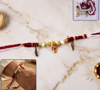 Rakhi Bracelet – Ethnic design with Ganesh charm and feather accents