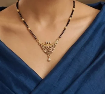 Traditional Gold Plated Jaali Work Mangalsutra with CZ Stone Pendant