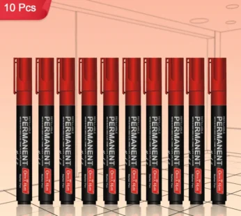 Refillable Red Permanent Marker Pens – Durable Bullet Tip, 10 Pack