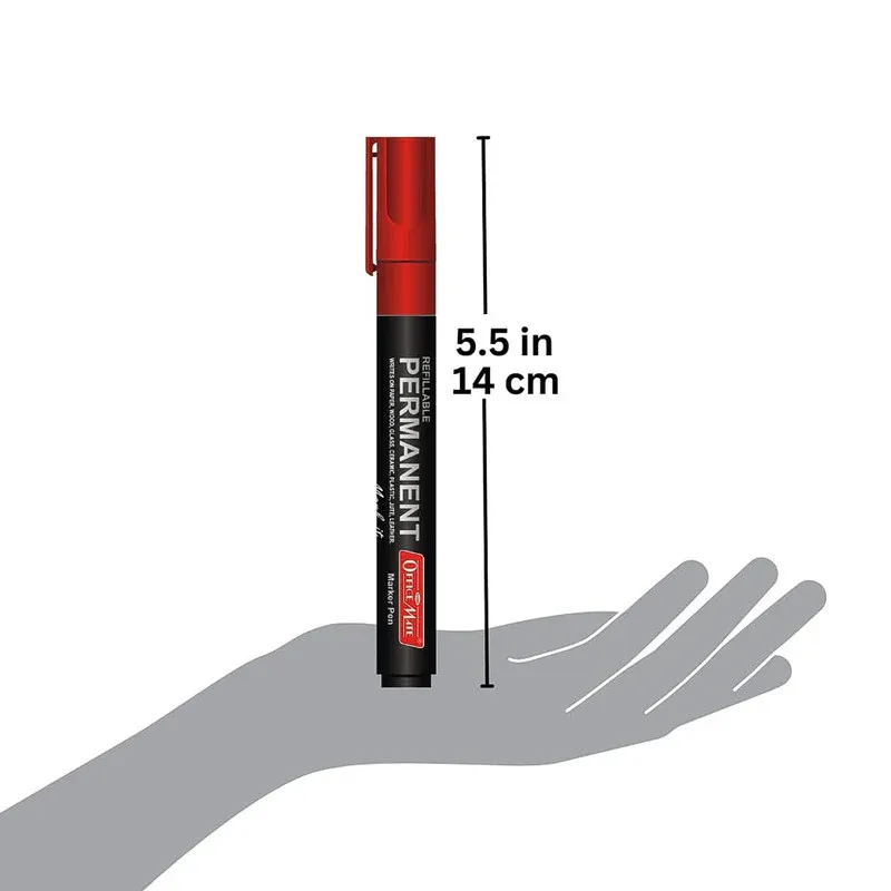 Refillable Red Permanent Marker Pens – Durable Bullet Tip, 10 Pack - Detailed Feature View 4