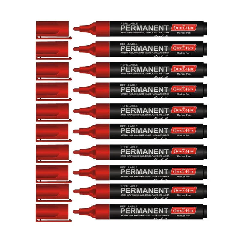Refillable Red Permanent Marker Pens – Durable Bullet Tip, 10 Pack - Detailed Feature View 5