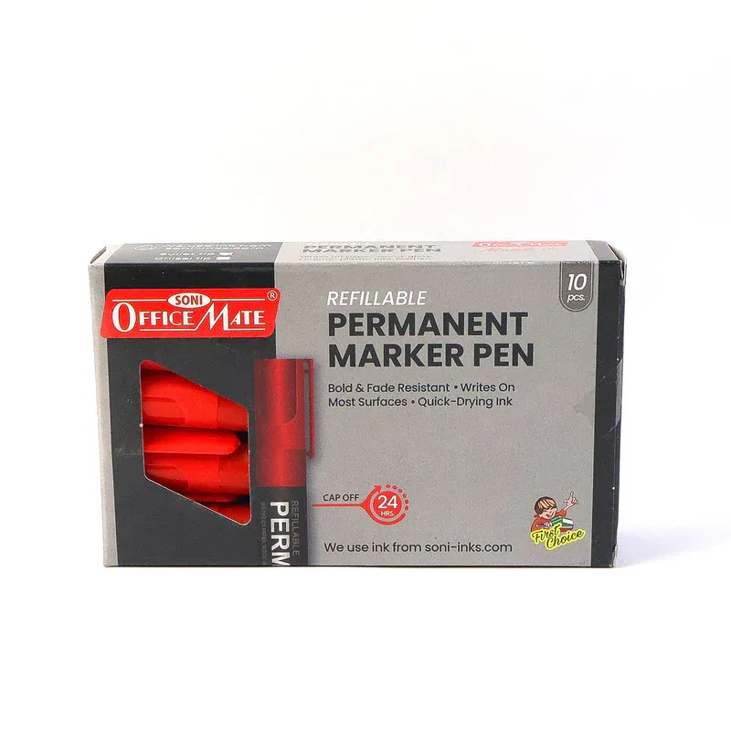 Refillable Red Permanent Marker Pens – Durable Bullet Tip, 10 Pack - Detailed Feature View 6